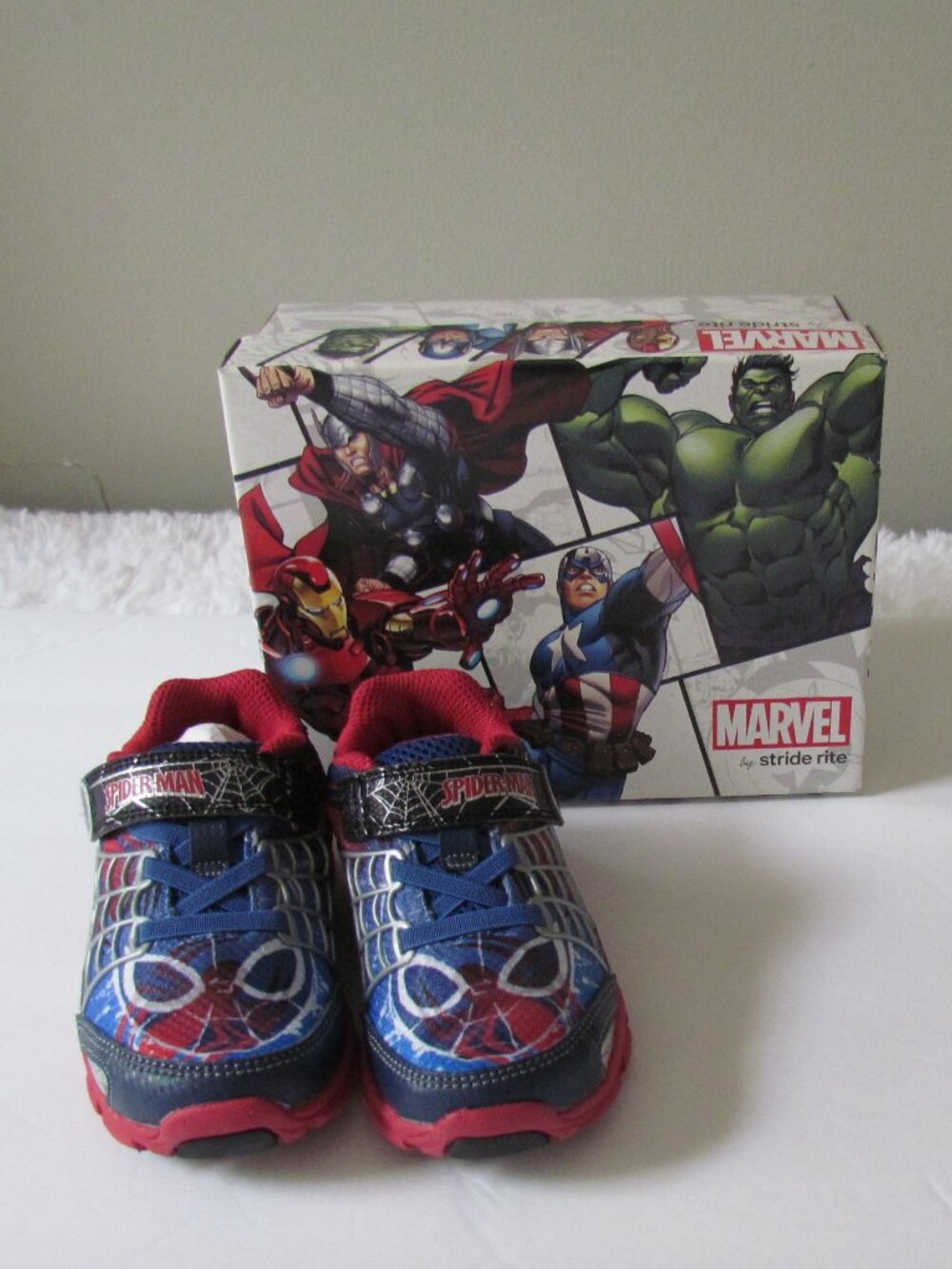 Stride Rite Spidey Sense Red/Blue Light Up Sneakers 7.5 M Toddlers